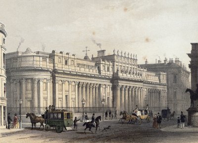 O Banco da Inglaterra, gravado por Louis-Jules Arnout (1814-68), pub. 1854 por E. Gambart und Co. (litografia) de Thomas Hosmer Shepherd