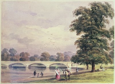 A ponte entre Kensington Gardens e Hyde Park na Serpentine de Thomas Hosmer Shepherd