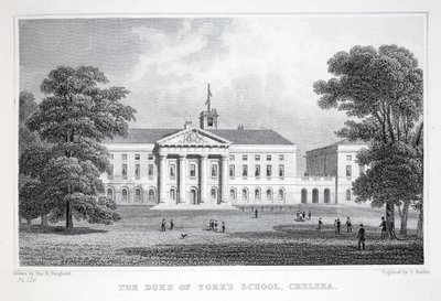 Escola do Duque de York, Chelsea, do pub "London and its Environs in the 19th Century". Jones und Co., 1827-1829 de Thomas Hosmer Shepherd