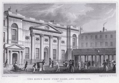 A Casa de Banho do Rei, e Colonnade, Bath (gravura) de Thomas Hosmer Shepherd