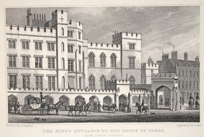 A Entrada do Rei para a Câmara dos Lordes de Poets Corner, do pub "London and its Environs in the 19th Century". Jones und Co., 1827-1829 de Thomas Hosmer Shepherd