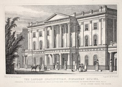 A instituição de Londres, Finsbury Circus, do pub "London and its Environs in the 19th Century". Jones und Co., 1827-1829 de Thomas Hosmer Shepherd
