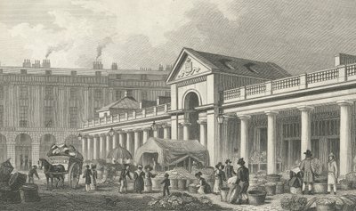 A fachada NW do novo mercado de Covent Garden, 1827-30 de Thomas Hosmer Shepherd