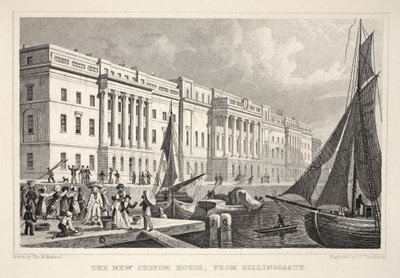 A New Custom House, do Billingsgate, do pub "London and its Environs in the 19th Century". Jones und Co., 1827-1829 de Thomas Hosmer Shepherd