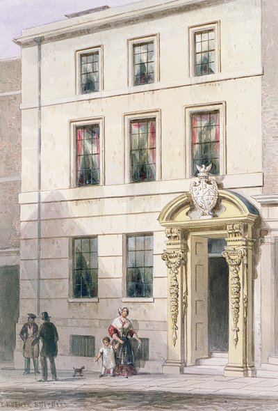A Nova Frente do Pintor Stainers Hall, 1850 (wc no papel) de Thomas Hosmer Shepherd
