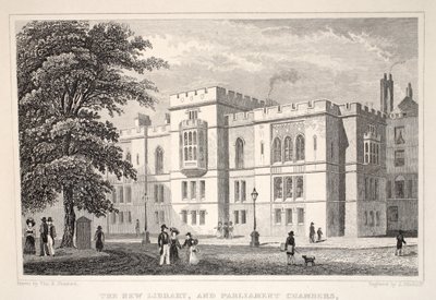 The New Library, e Parliament Chambers, do pub "London and its Environs in the 19th Century". Jones und Co., 1827-1829 de Thomas Hosmer Shepherd