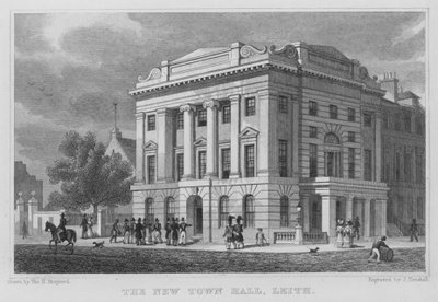 The New Town Hall, Leith (gravura) de Thomas Hosmer Shepherd