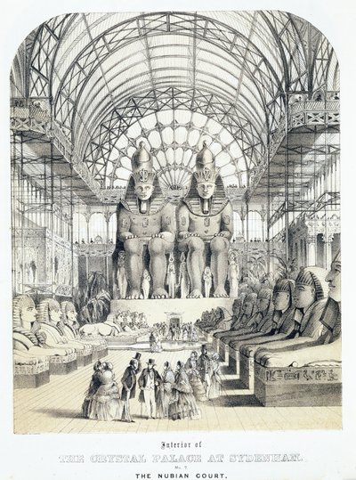 O tribunal núbio no palácio de cristal em Sydenham, c.1851-1855 (aquatint) de Thomas Hosmer Shepherd