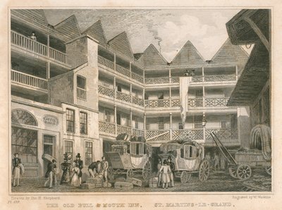 O Velho Touro e Boca Inn, St Martin&39;s-le-Grand, Londres de Thomas Hosmer Shepherd
