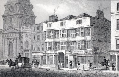 A Old White Hart Tavern, na Bishopsgate Street, do pub "Londres e seus arredores no século XIX". Jones und Co., 1827-1829 de Thomas Hosmer Shepherd