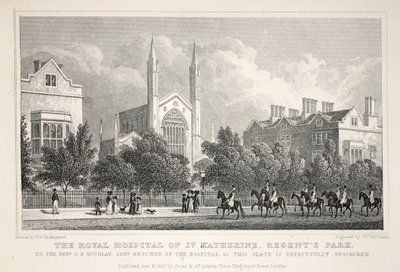 O Royal Hospital de St Katherine, Regent&39;s Park, do pub "London and its Environs in the 19th Century". Jones und Co., 1827-1829 de Thomas Hosmer Shepherd