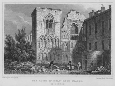 The Ruins of Holy-rood Chapel, Edimburgo (gravura) de Thomas Hosmer Shepherd