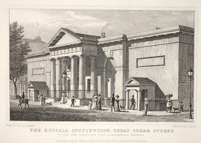 A Russell Institution, Great Coram Street, do pub "London and its Environs in the 19th Century". Jones und Co., 1827-1829 de Thomas Hosmer Shepherd