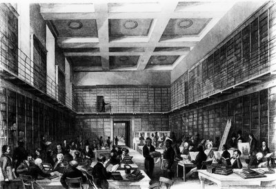 A Sexta Sala de Leitura do British Museum, publicada em &39;London Interiors&39;, 1841 (gravura) de Thomas Hosmer Shepherd