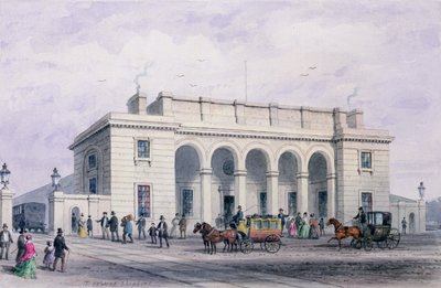 A estação de trem South-Western em Nine Elms Vauxhall, 1856 de Thomas Hosmer Shepherd