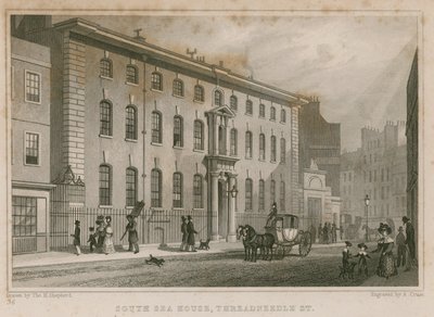 Casa do Mar do Sul, Threadneedle Street, Londres de Thomas Hosmer Shepherd