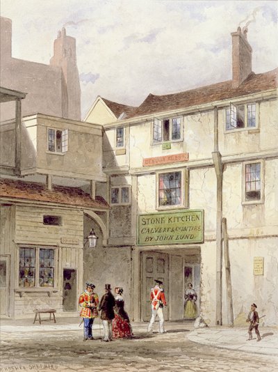 A célebre cantina da Torre - chamada The Stone Kitchen - demolida em 1827 (aquarela) de Thomas Hosmer Shepherd