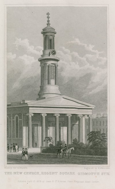 A nova igreja, Regent Square, Sidmouth Street de Thomas Hosmer Shepherd
