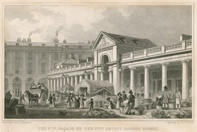 A fachada noroeste do novo Covent Garden Market, em Londres de Thomas Hosmer Shepherd