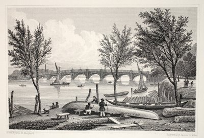 Vauxhall Bridge do Millbank, do pub "London and its Environs in the 19th Century". Jones und Co., 1827-1829 de Thomas Hosmer Shepherd