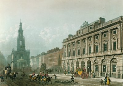 Vista da Casa de Somerset, da Strand, gravada por J. Bluck (fl.1791-1831), pub. 1819 por "Repository of Arts" de Ackermann (aquatint) de Thomas Hosmer Shepherd