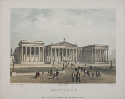 Vista do Museu Britânico, com visitantes andando lá fora, 1854 de Thomas Hosmer Shepherd