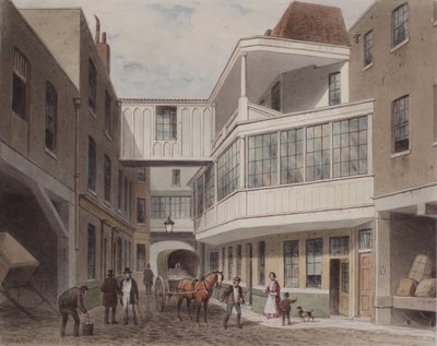 Vista da taberna Cross Keys, Wood Street, c.1850 (wc no papel) de Thomas Hosmer Shepherd