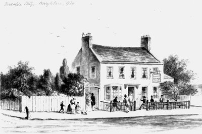 Vista do Yorkshire Stingo Public House em Paddington, 1860-1859 (desenho) de Thomas Hosmer Shepherd