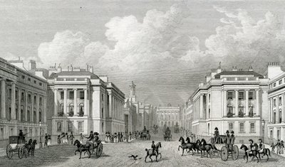 Waterloo Place e parte de Regent Street, pub.1828 de Thomas Hosmer Shepherd