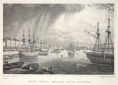 West India Docks, Isle of Dogs, de Londres e arredores do pub do século XIX. Jones und Co., 1827-1829 de Thomas Hosmer Shepherd