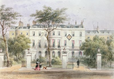 Frente Oeste da Casa de Sir Robert Peel em Privy Garden (1788-1850) 1851 de Thomas Hosmer Shepherd