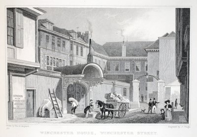 Winchester House, Winchester Street, do pub "London and its Environs in the 19th Century". Jones und Co., 1827-1829 de Thomas Hosmer Shepherd