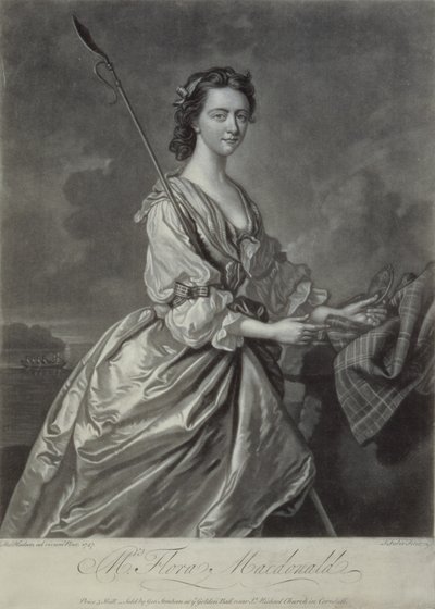 Flora MacDonald (1722-90), gravado por J. Faber, 1747 (gravura em mezzotint) de Thomas Hudson