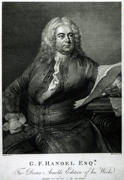 George Frederick Handel (1685-1759), gravado por William Bromley (1769-1842), para a edição do Dr. Arnold de suas obras (de Handel), pub. 1789 de Thomas Hudson