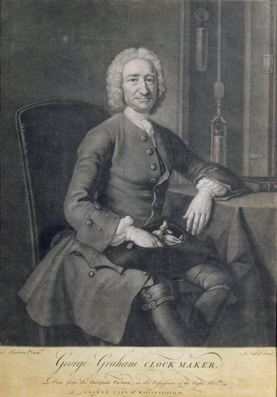 Retrato de George Graham (1673-1751) Relojoeiro, gravado por John Faber (1684-1756) de Thomas Hudson