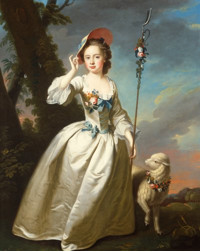 Retrato de uma jovem como uma pastora (óleo sobre tela) de Thomas Hudson