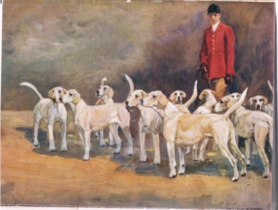 Mestre e cães, ilustração de &39;Hounds&39; de Thomas Ivester Lloyd