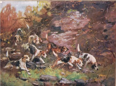 Através do Undergrowth, ilustração de &39;Hounds&39; de Thomas Ivester Lloyd