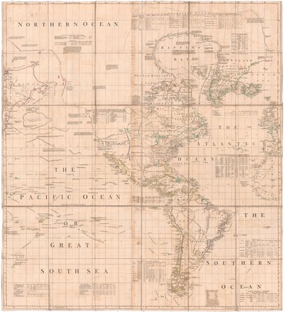 Um mapa do Atlântico-Pacífico por Jefferys de Thomas Jefferys