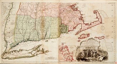 Um mapa da parte mais habitada da Nova Inglaterra, contendo as províncias da Baía de Massachusetts e New Hampshire com as colónias de Connecticut e Rhode Island de Thomas Jefferys