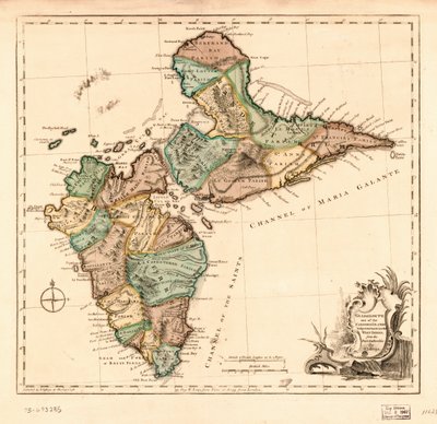 Guadalupe, uma das ilhas das Caraíbas sujeitas à França nas Índias Ocidentais, LOC 75693285 de Thomas Jefferys