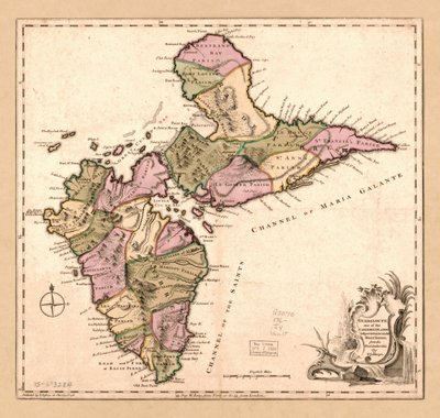 Guadalupe, uma das ilhas das Caraíbas sujeitas à França nas Índias Ocidentais, LOC 75693284 de Thomas Jefferys