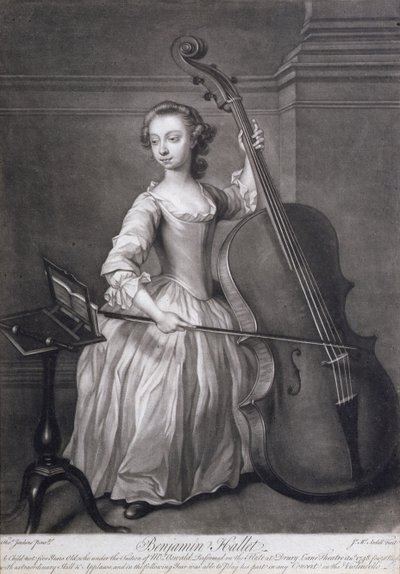 Retrato de Benjamin Hallet tocando violino, gravado por James McArdell (c.1729-65), c.1749 de Thomas Jenkins