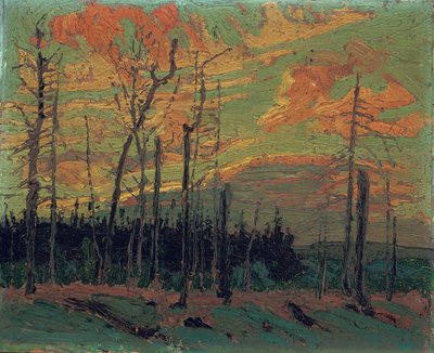 Terra queimada ao pôr do sol, 1915 de Tom Thomson
