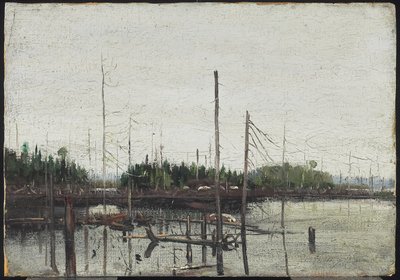 Terra Afogada, 1912 (óleo sobre papel (com textura de tela em relevo) em madeira) de Tom Thomson