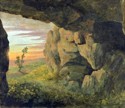 Caverna perto de Santa Agnese sem a Porta Pia (óleo sobre papel) de Thomas Jones