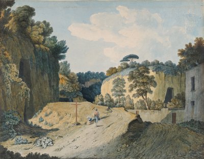 Uma estrada em um desfiladeiro perto de Nápoles, 1782. de Thomas Jones