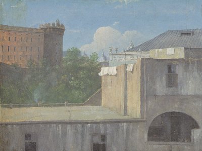 Edifícios em Nápoles com o lado nordeste do Castel Nuovo de Thomas Jones