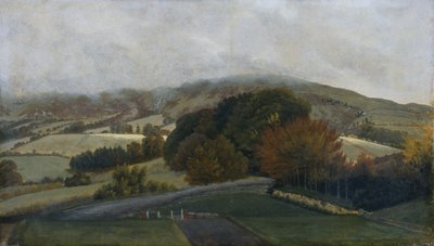 Carneddau Mountains from Pencerrig, c.1776 (óleo sobre papel sobre tela) de Thomas Jones