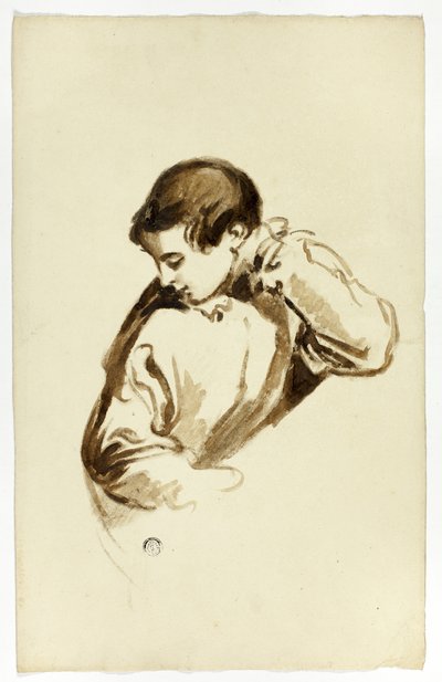 Garoto virando de lado, meio comprimento de Thomas Jones Barker